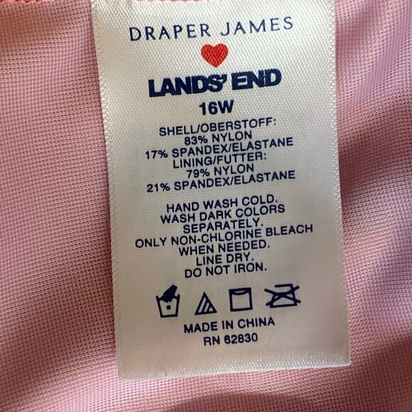 Draper James x Lands End One Piece Swimsuit Womens 16W Pink Oranges Floral - Picture 8 of 11